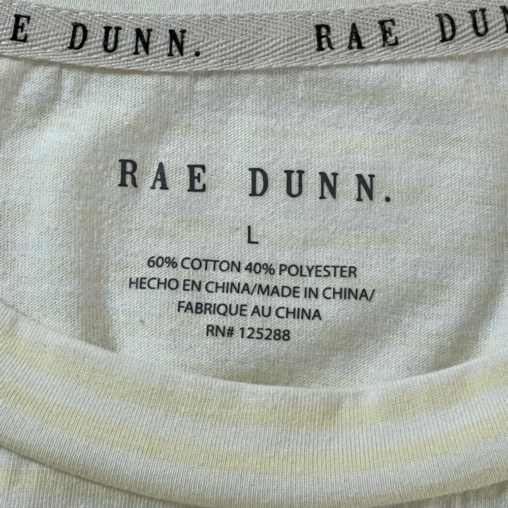 Rae Dunn Radiate Positivity T-Shirt-Pale Yellow Stripe Women’s Large - Picture 5 of 6